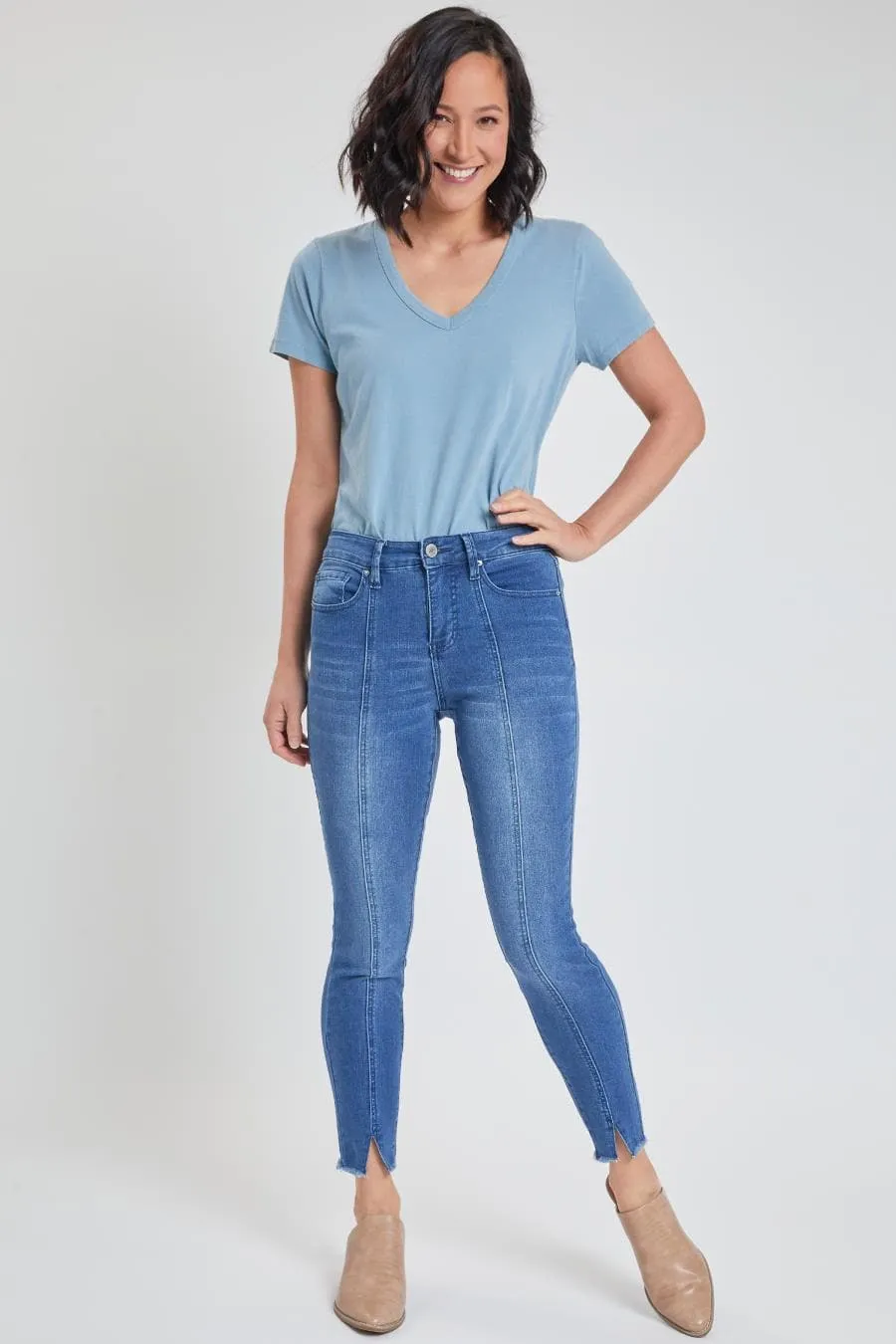 Women's High Rise Skinny Jean With Front Seam and Slit Detail Lifestyle Collection