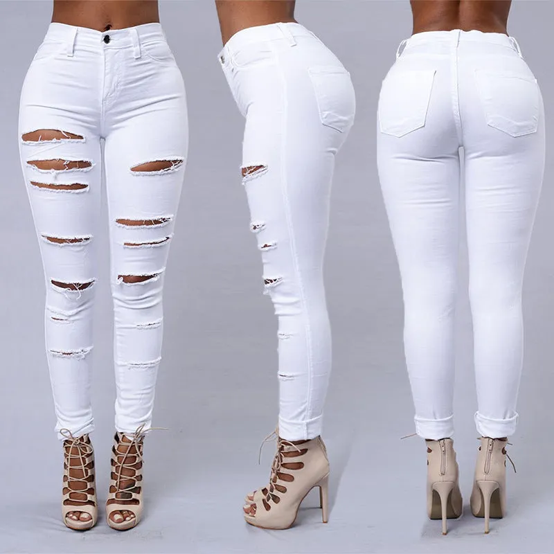 Women's Ripped Jeans Skinny Trousers
