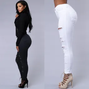 Women's Ripped Jeans Skinny Trousers