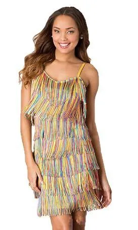 Women's Short All-Over Fringe Flapper Dress
