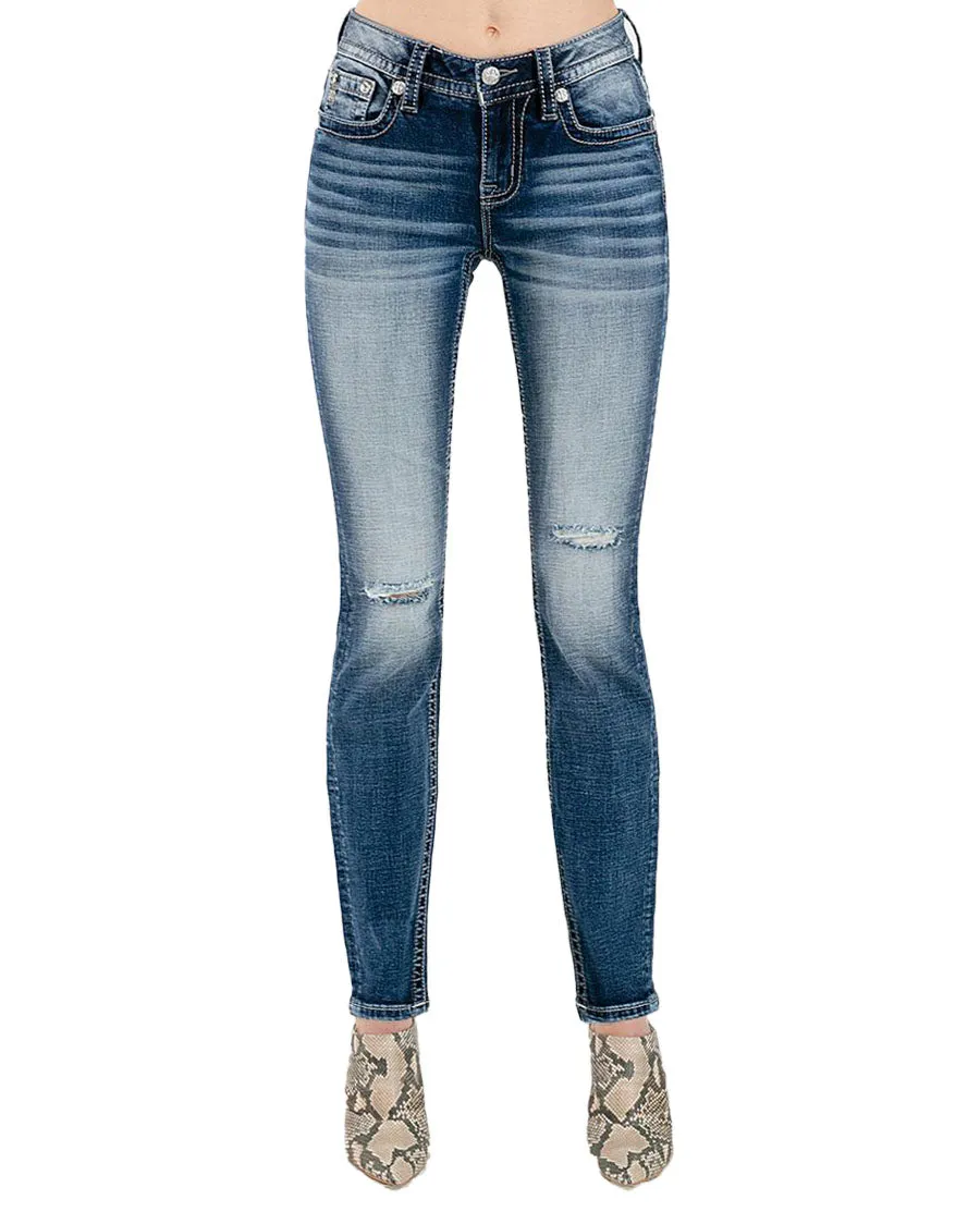 Women's Western Cross-Stitch Skinny Jeans