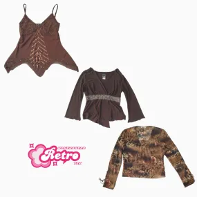 Y2K Cowgirl Brown Tops